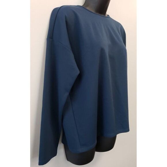 Eileen Fisher Oversized Blouse‎ Top Women's SMALL Blue Crewneck Long-Sleeve NEW - Picture 12 of 13